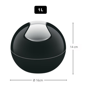 Spirella colección bowl, papelera ø16 x 14 cm (1 litro), poliestirol, negro