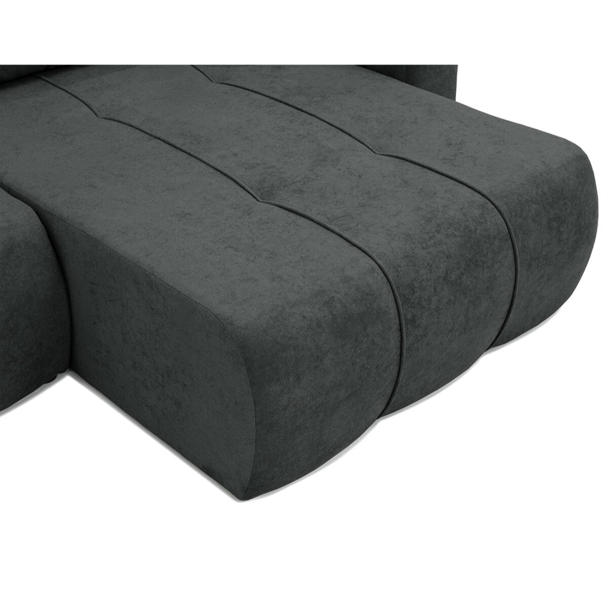 Nicole - Canapé d'angle réversible 5 places convertible avec coffre en tissu - Gris Anthracite