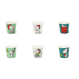 Set 6 bicchierini caffè Excelsa - Peanuts Shiny and Bright, New Bone China Multicolore