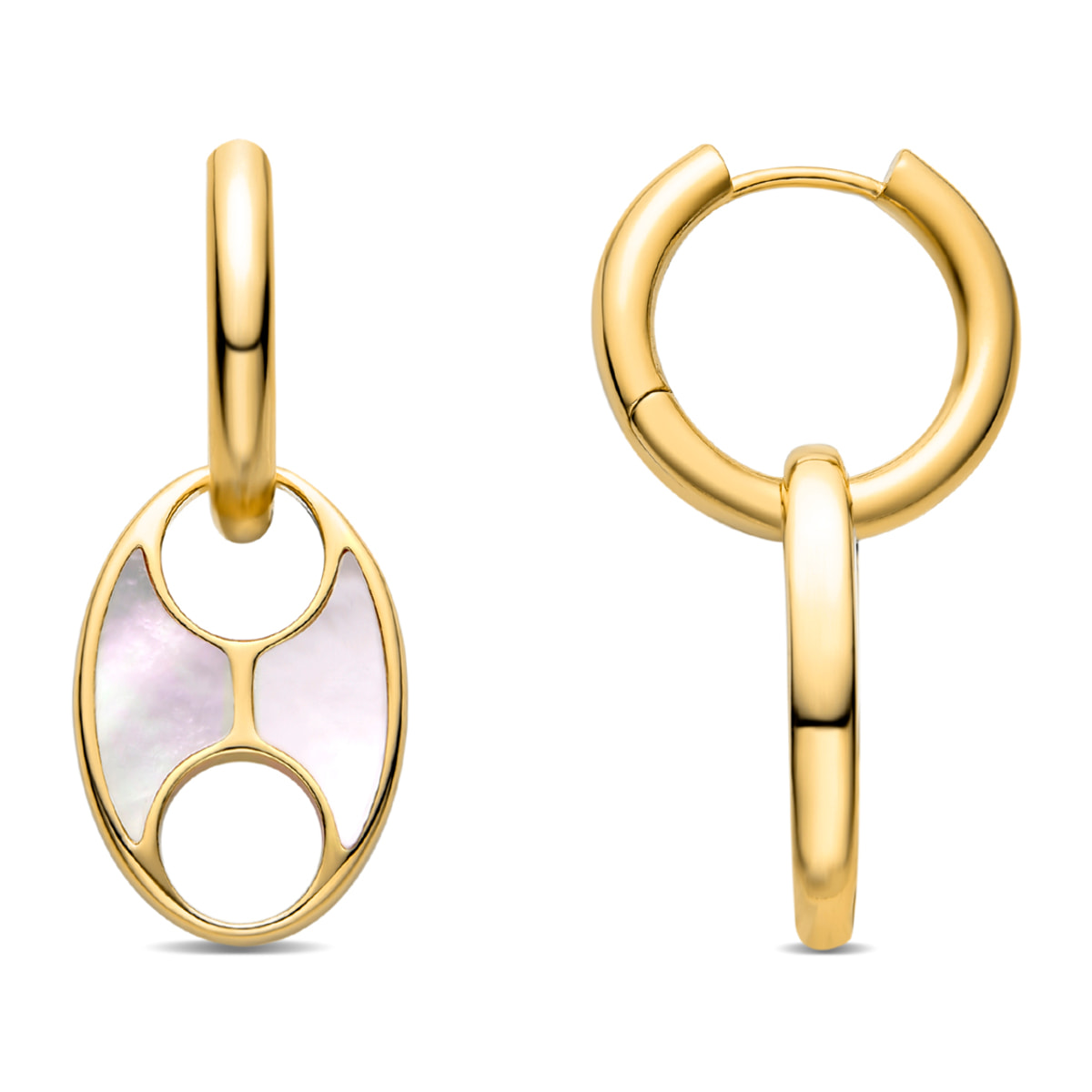 Pendientes de Madreperla Blanca acabados en oro amarillo de 18K