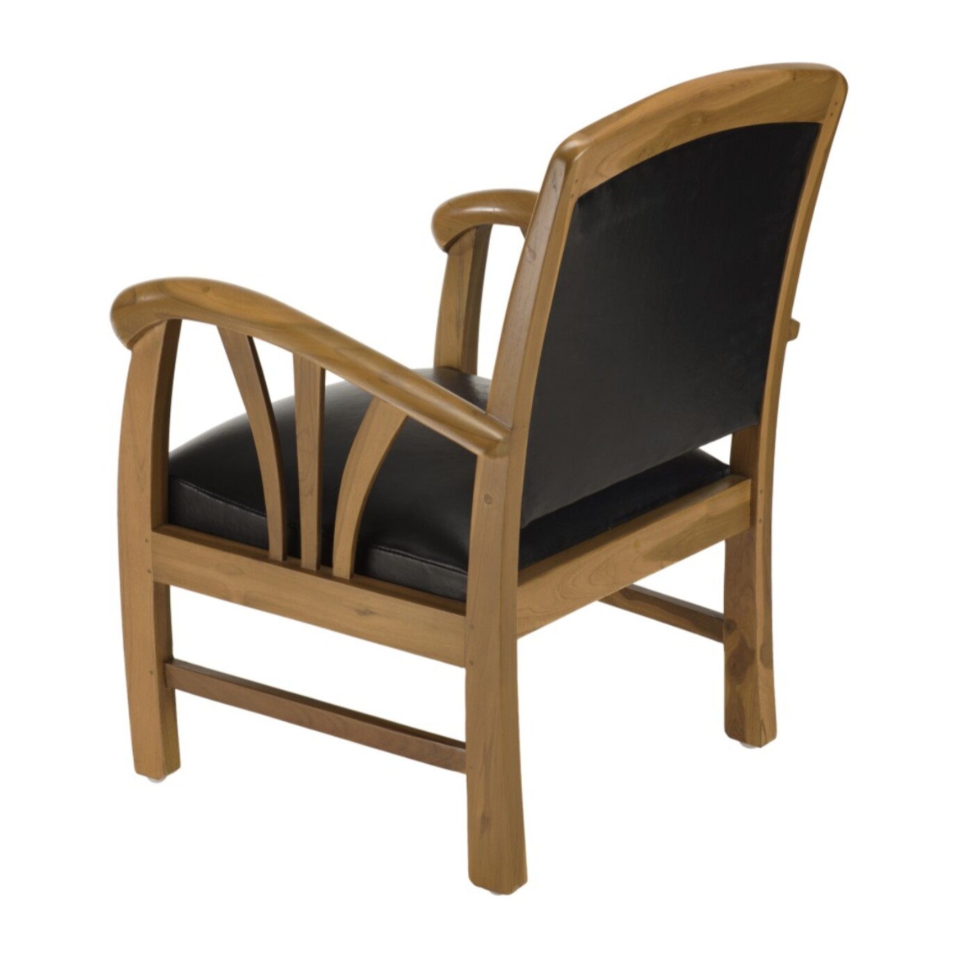 DAK - Fauteuil teck et cuir noir