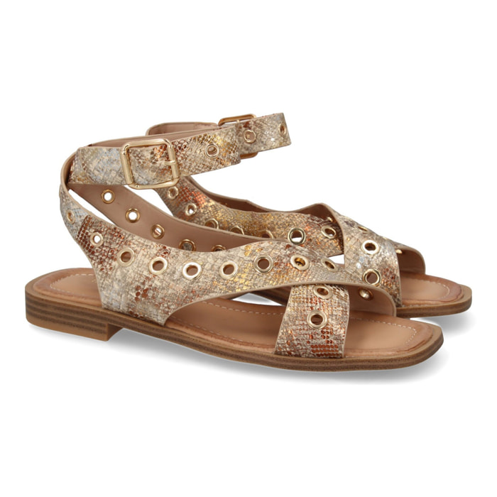 Sandalias planas de mujer, comodas y elegantes, diseño moderno con ojales
