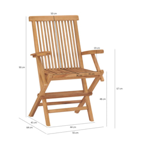 Fauteuil de jardin pliant en bois de teck massif huilé - TECKIA