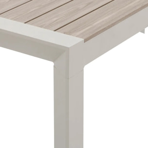 Table de jardin "Évasion" effet bois lin & argile 8 places lates en aluminium