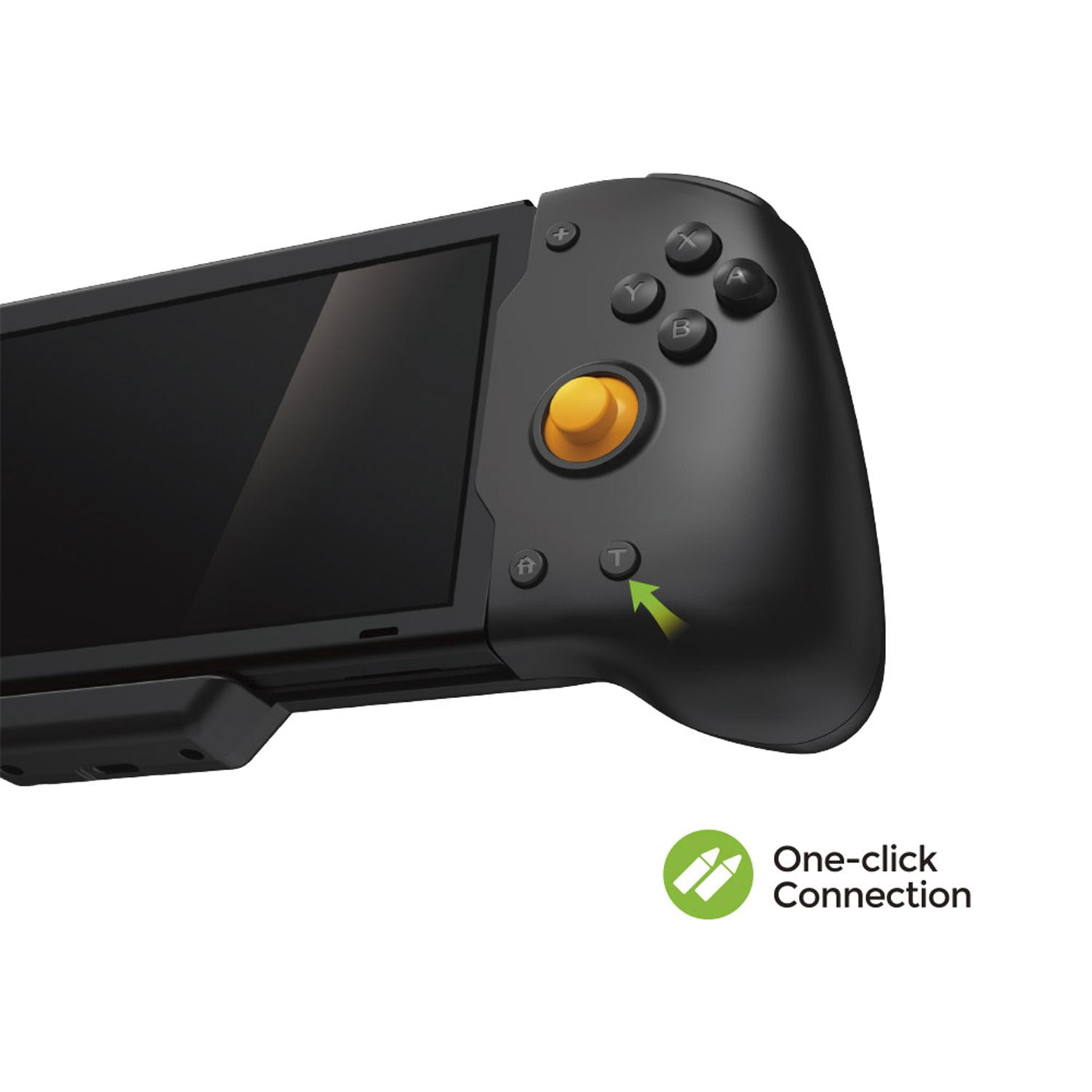 Impugnatura controller compatibile con Nintendo Switch TNS-0160B1. Motori a vibrazione, sensori giroscopici, elevata ergonomia. Include custodia semirigida.