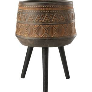 J-Line cache-pot 3 Pieds Ethnique - magnesium - brun/beige - Ø 43 cm