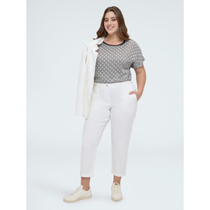 Fiorella Rubino - T-shirt bimaterica a righe e pois - Nero