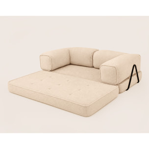 Poppy - canapé 3 places convertible en velours côtelé - Beige