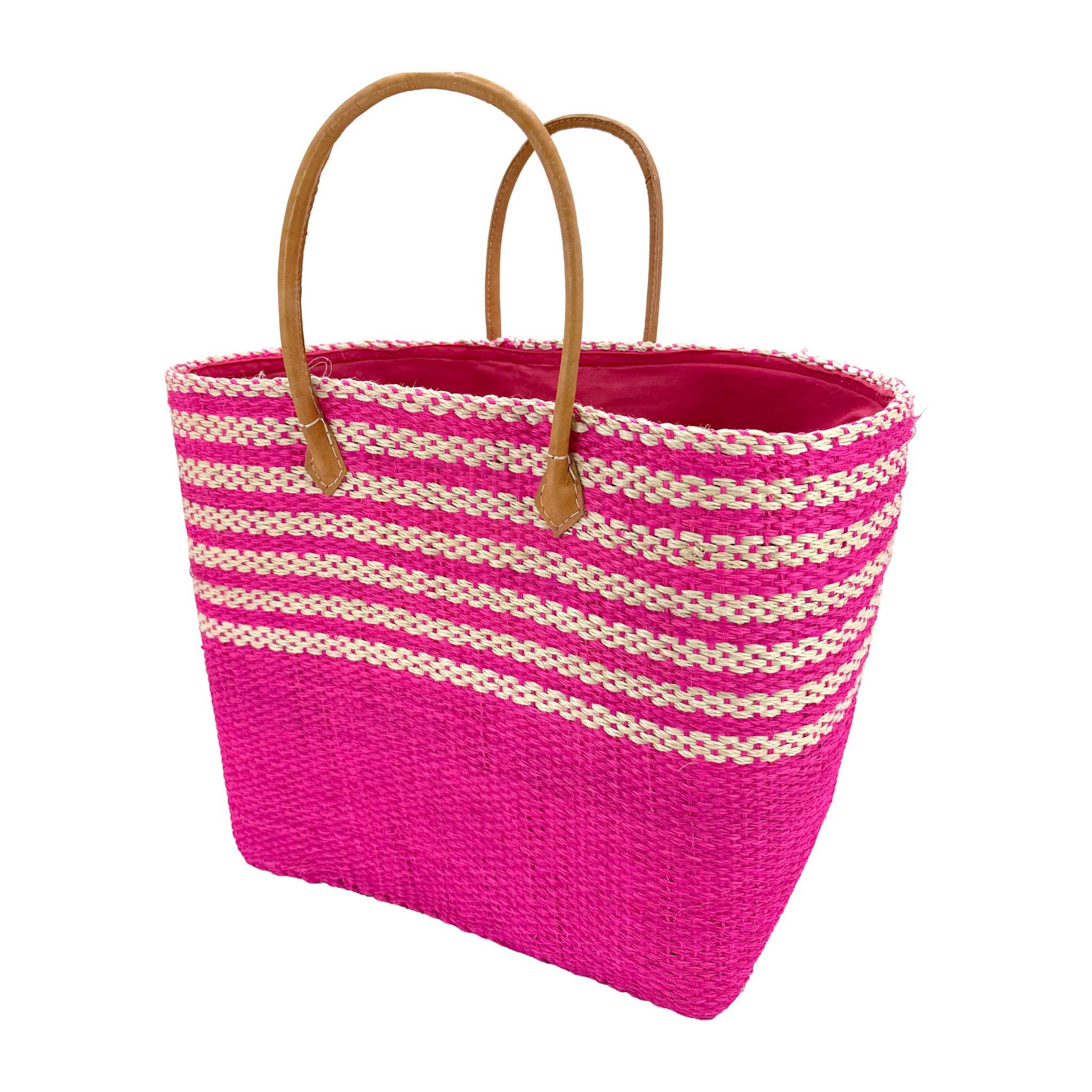 Panier artisanal de Madagascar - Amoroni SGM Fuchsia avec pochon