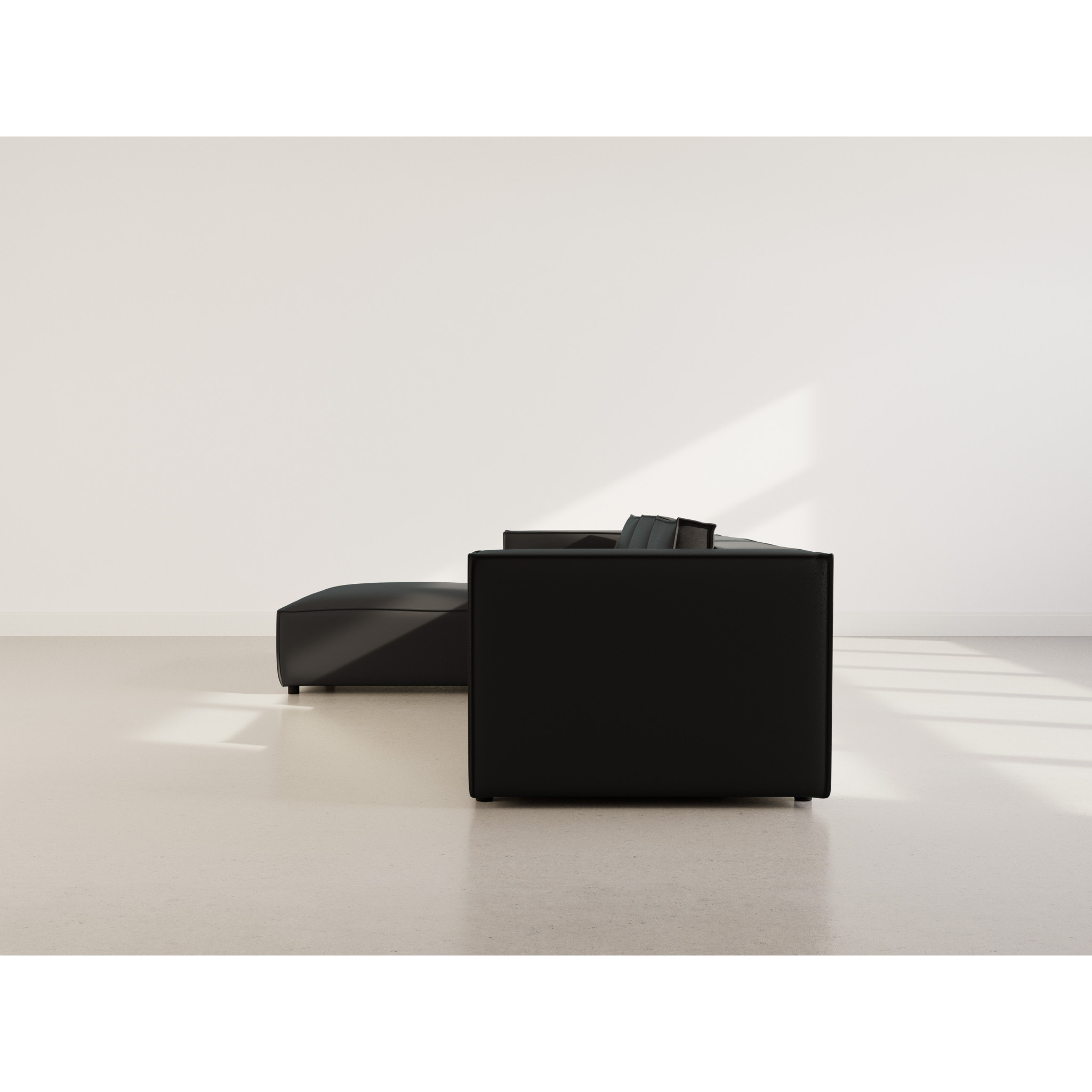 Stella - canapé d'angle gauche 4 places en simili - Noir