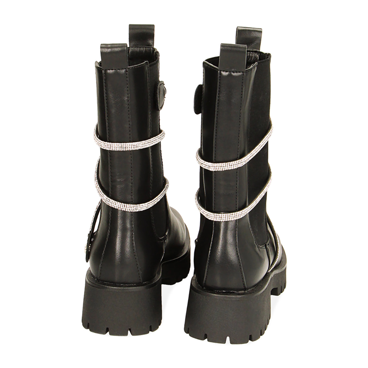 Botines negros con diamantes de imitación