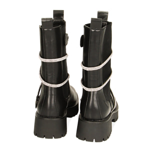 Botines negros con diamantes de imitación