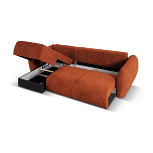 Canapé d'angle gauche convertible avec coffre de rangement "Matera" 4 places en chenille terracotta