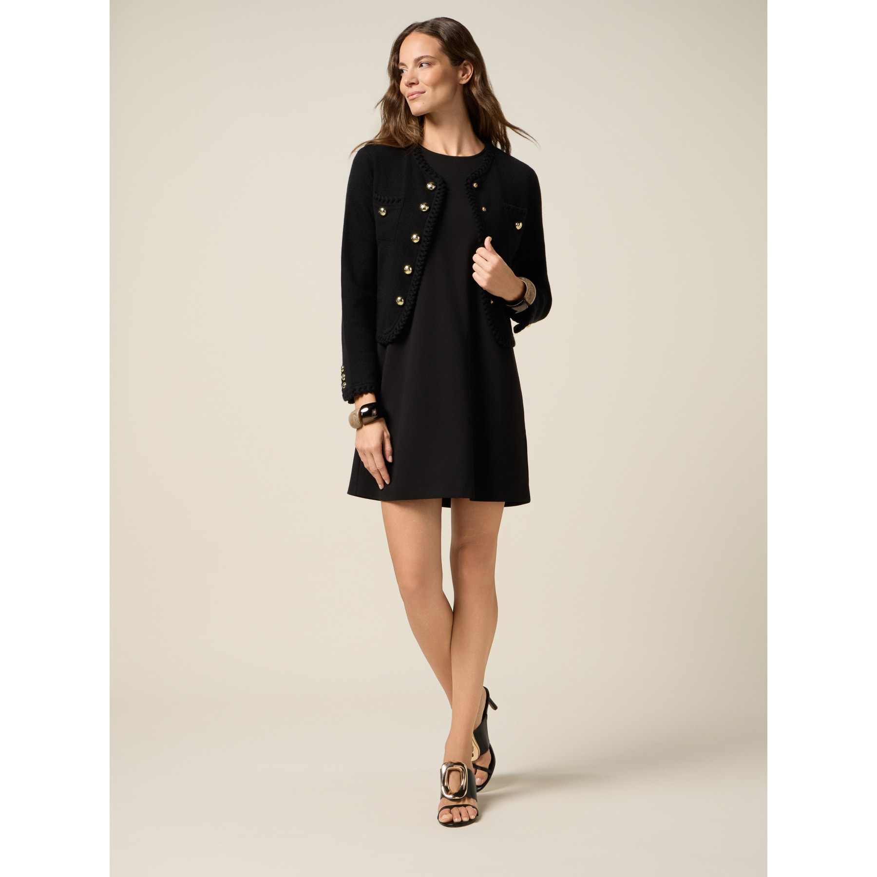 Oltre - Vestido regular en tejido fluido - Negro