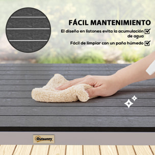 Mesa de Comedor de Jardín Rectangular Mesa de Terraza Exterior 120x90x72 cm con Estructura de Aluminio Imitación Madera y Encimera de Listones Carga 50 kg para Patio Balcón Negro