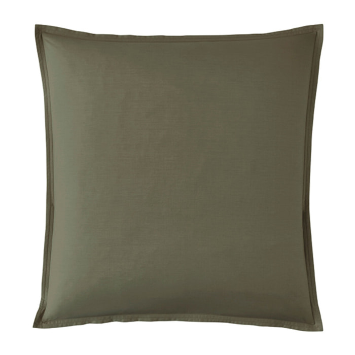 Como - Taie d'oreiller vert kaki en percale de coton - 65x65cm.