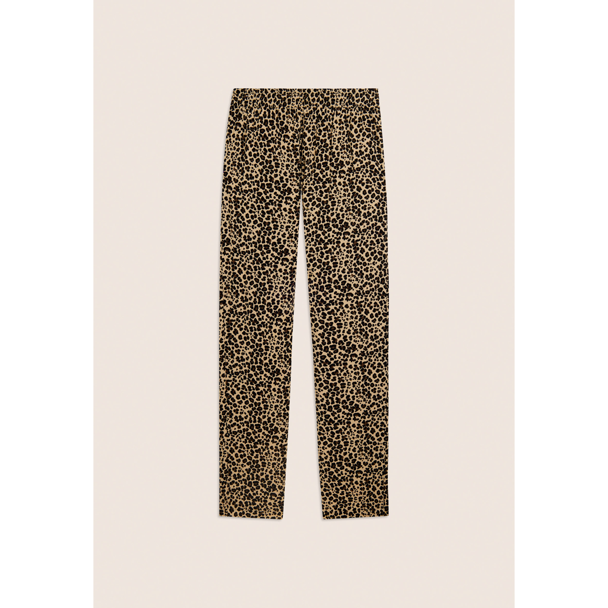 Pantaloni straight leg in viscosa stampa animalier