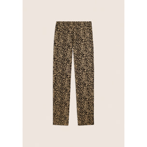 Pantaloni straight leg in viscosa stampa animalier