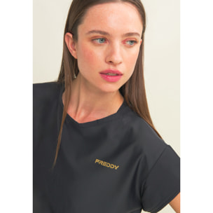 T-shirt tecnica con maniche ad aletta e profili a contrasto