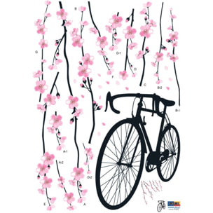 Stickers Muraux décoration adhésifs fleurs et vélo