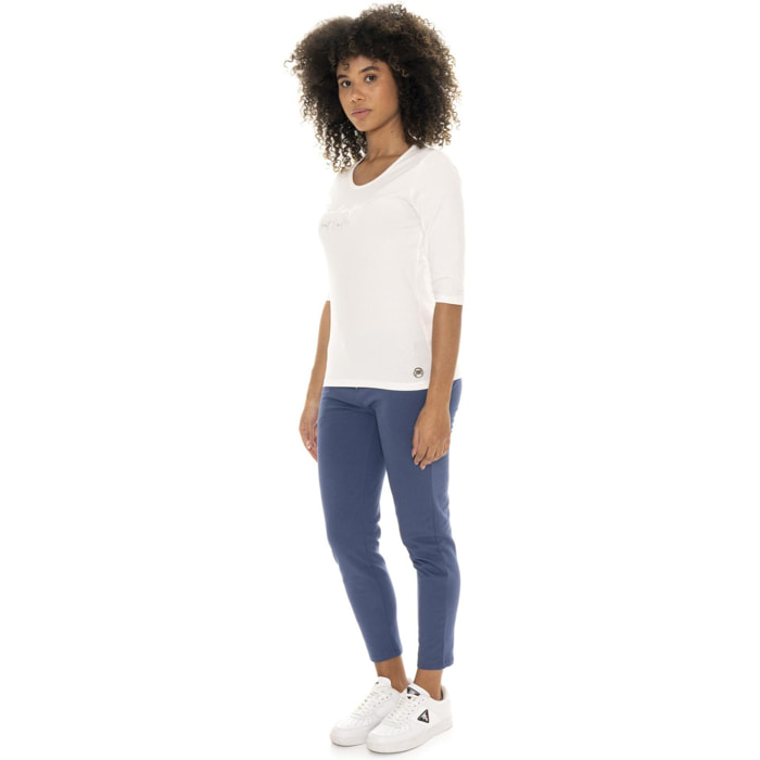 Camiseta de algodón elástico con mangas 3/4 para mujer Leone 1947 Braid