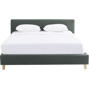 Lit avec tête de lit en velours côtelé - MILO