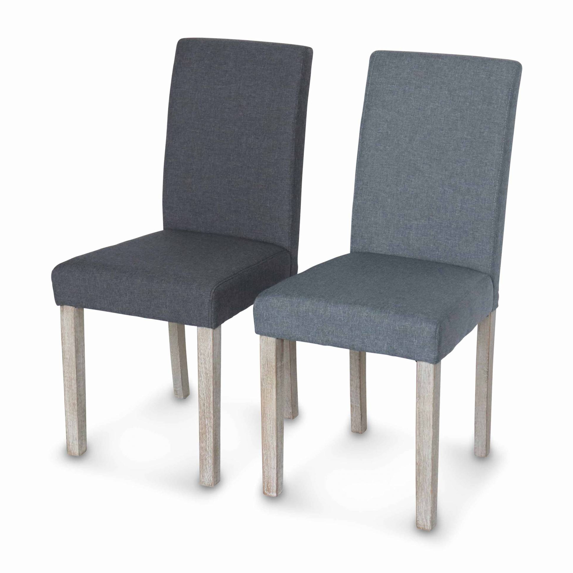 Lot de 4 chaises - Rita - chaises en tissu. pieds en bois cérusé. gris foncés