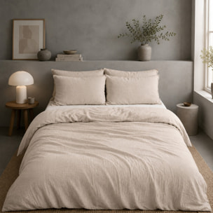 Housse de couette 100% gaze de coton lavé ecru naturel