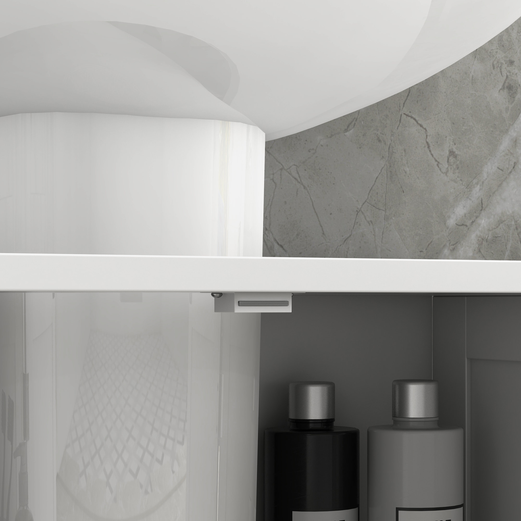 Meuble sous vasque sur pieds effet lambris - 2 portes, étagère réglable - 60 x 30 x 60 cm - blanc