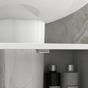 Meuble sous vasque sur pieds effet lambris - 2 portes, étagère réglable - 60 x 30 x 60 cm - blanc