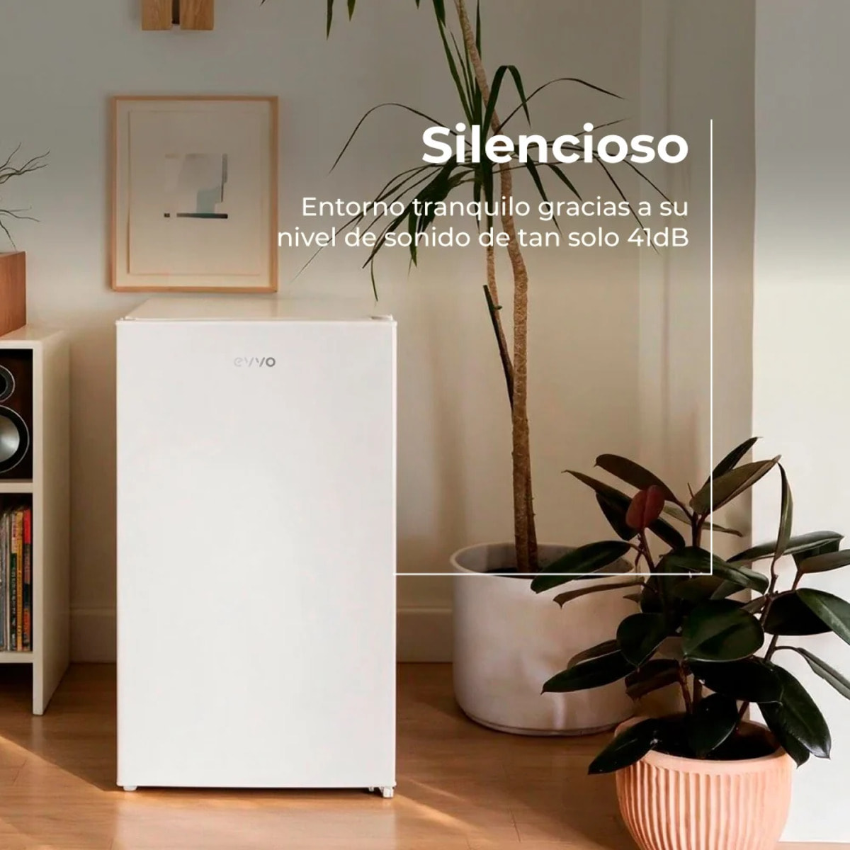 Frigorífico Mini EVVO F24, 91 L, Blanco, Bajo consumo