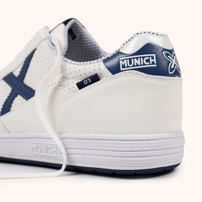MUNICH G-3 456 Zapatillas de Fútbol Sala Profesionales Blanco y Marino