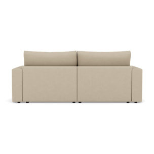 Daryl - canapé d'angle réversible 4 places convertible avec coffre en tissu texturé - Beige