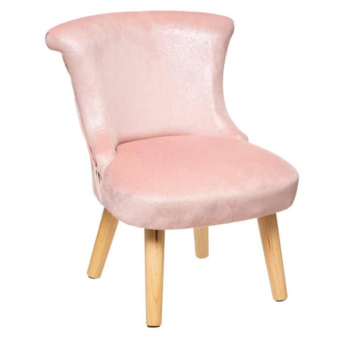 Fauteuil enfant - rose glitter - velours