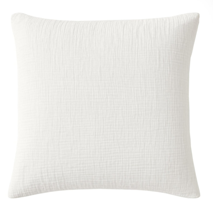 Paire de taies d'oreiller gaze de coton lavé blanc pur