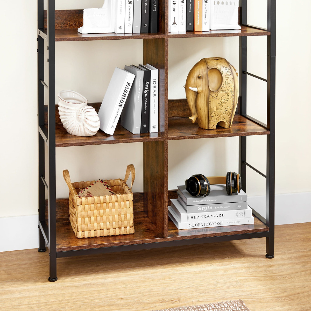 Libreria Industrial Loft in Legno Rovere Rustico e Metallo