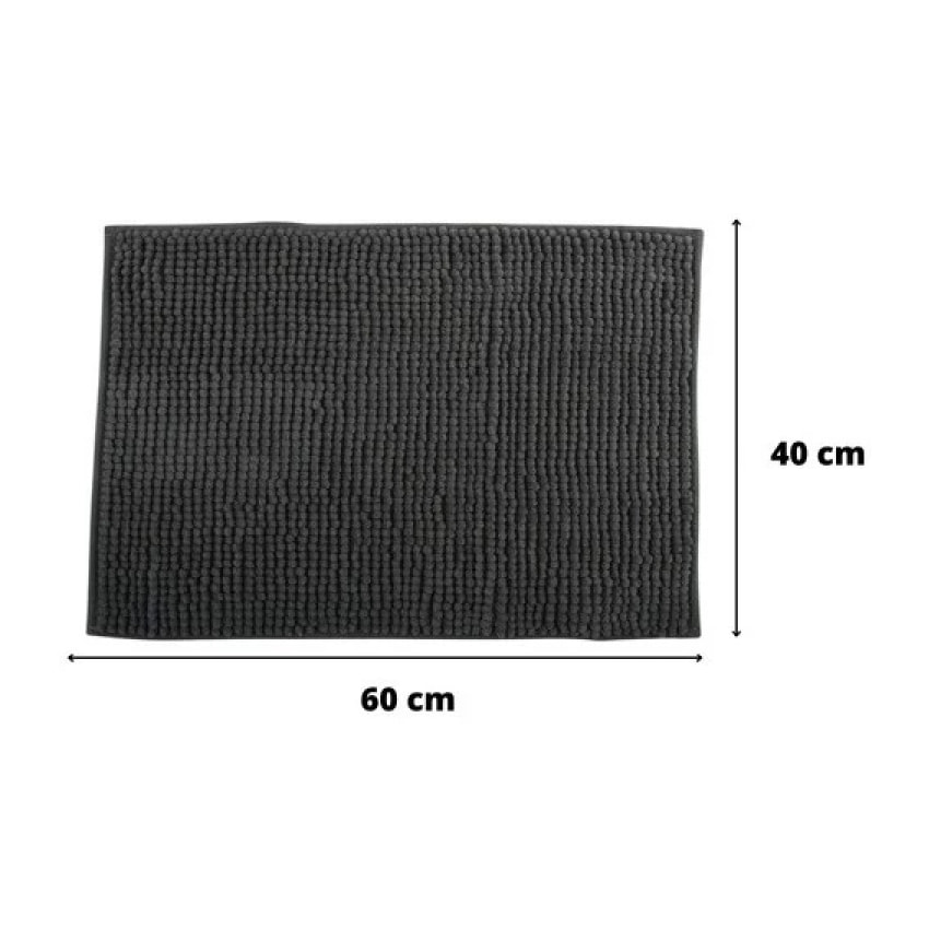 Lot de 2 tapis de bain CHENILLE 40x60cm Gris Foncé MSV