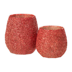 J-Line bougeoir - verre - rouge - large