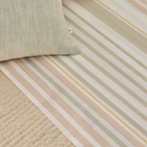 Sábana de algodón 180 hilos rayas Grora color verde 100% Algodón