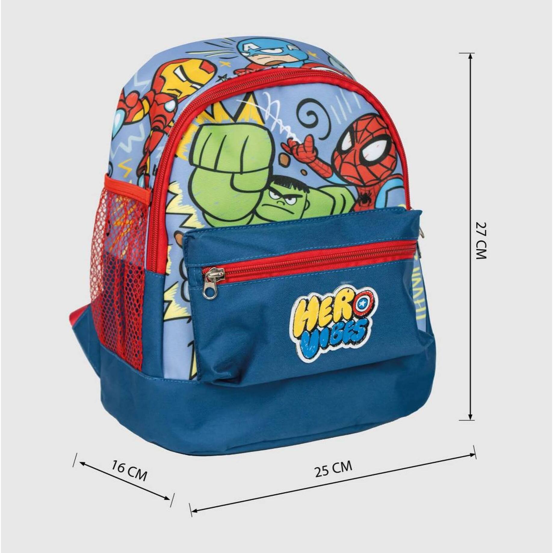 Mochila estilo trekking de avengers - multicolor - 23x27x15cm - fabricada con poliéster - mochila infantil con varios bolsillos - cinturón y asas aju