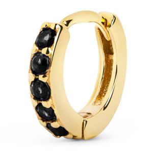 Pendiente Suelto Aro Cleo M Black Plata Baño Oro