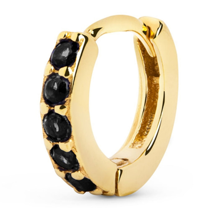 Pendiente Suelto Aro Cleo M Black Plata Baño Oro