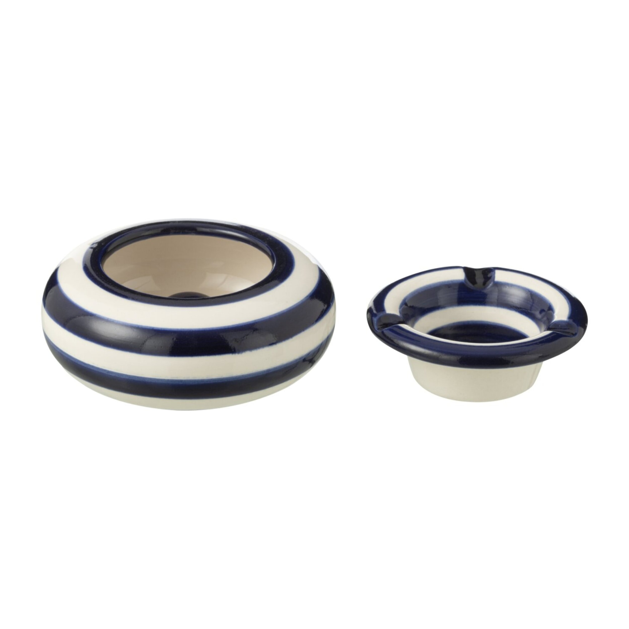 J-Line cendrier Granada Stripes - céramique - blanc/bleu - small