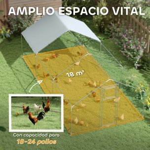 Gallinero para Exterior Gallinero de Acero Galvanizado con Comedero Colgante Tipo Brocheta Percha Cubierta Anti-UV e Impermeable para Conejos Patos Gansos Plata
