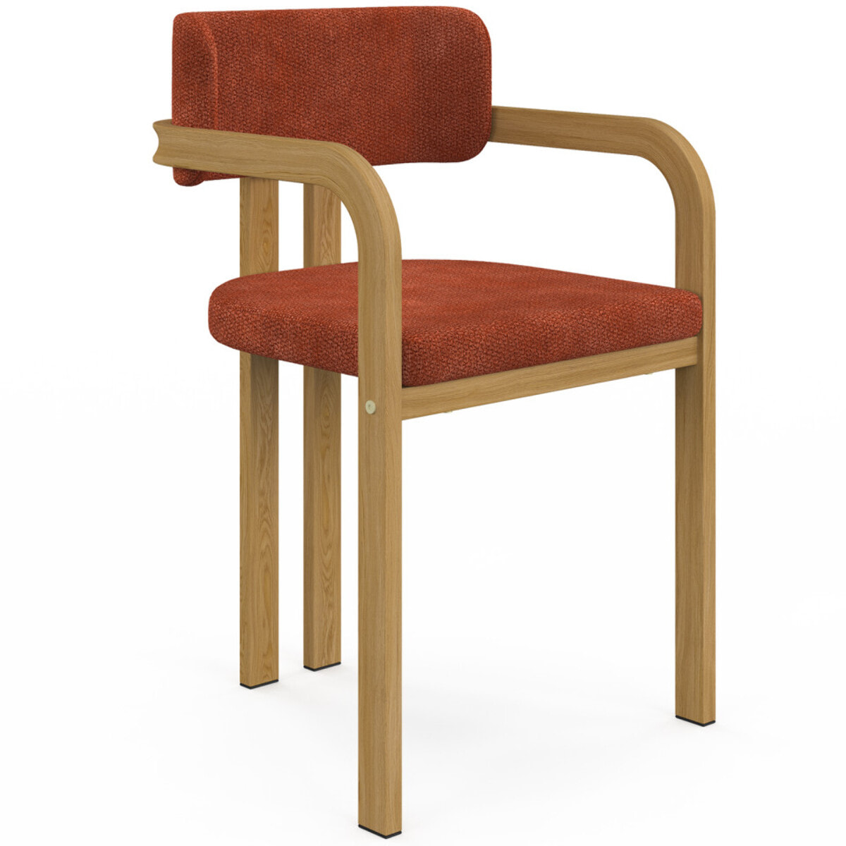 Chaises Elsa avec accoudoirs tissu chenille terracotta pieds effet bois - lot de 4