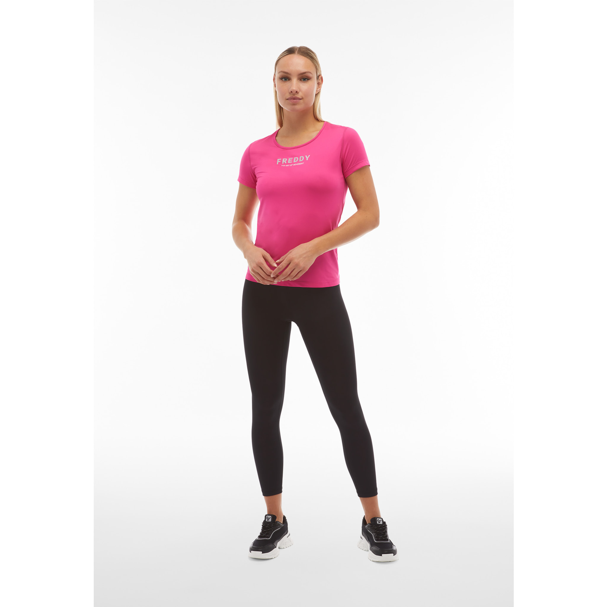 Leggings donna fitness 7/8 vita alta in tessuto tecnico