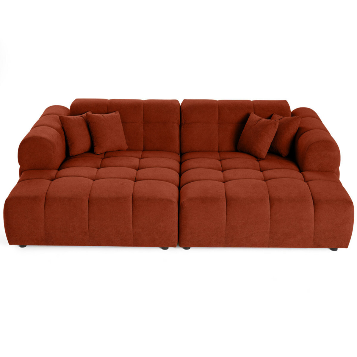 Ray - canapé droit 4 places avec double méridienne - assise profonde - en tissu texturé - Rouge