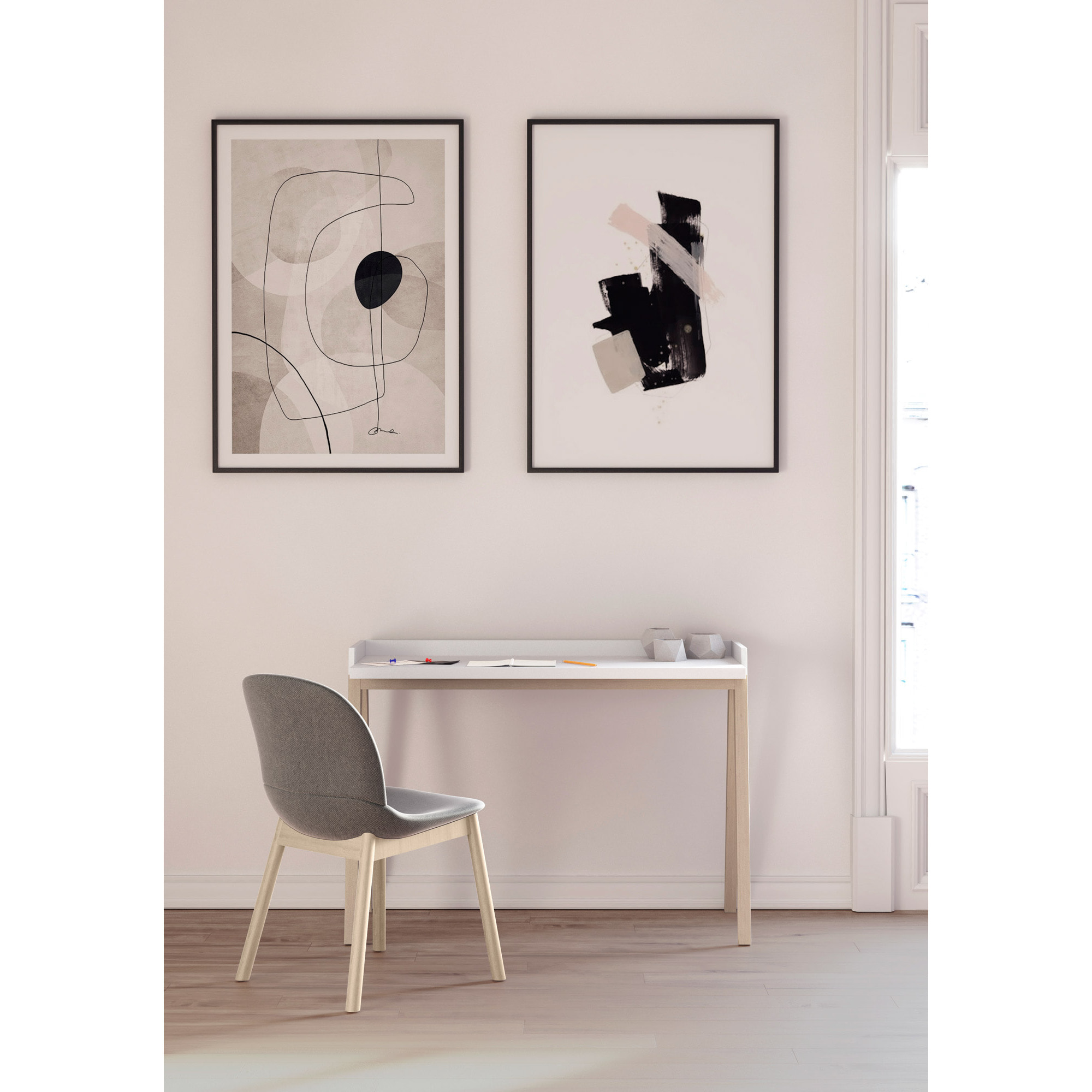 Escritorio Paris blanco y roble 81x111x50