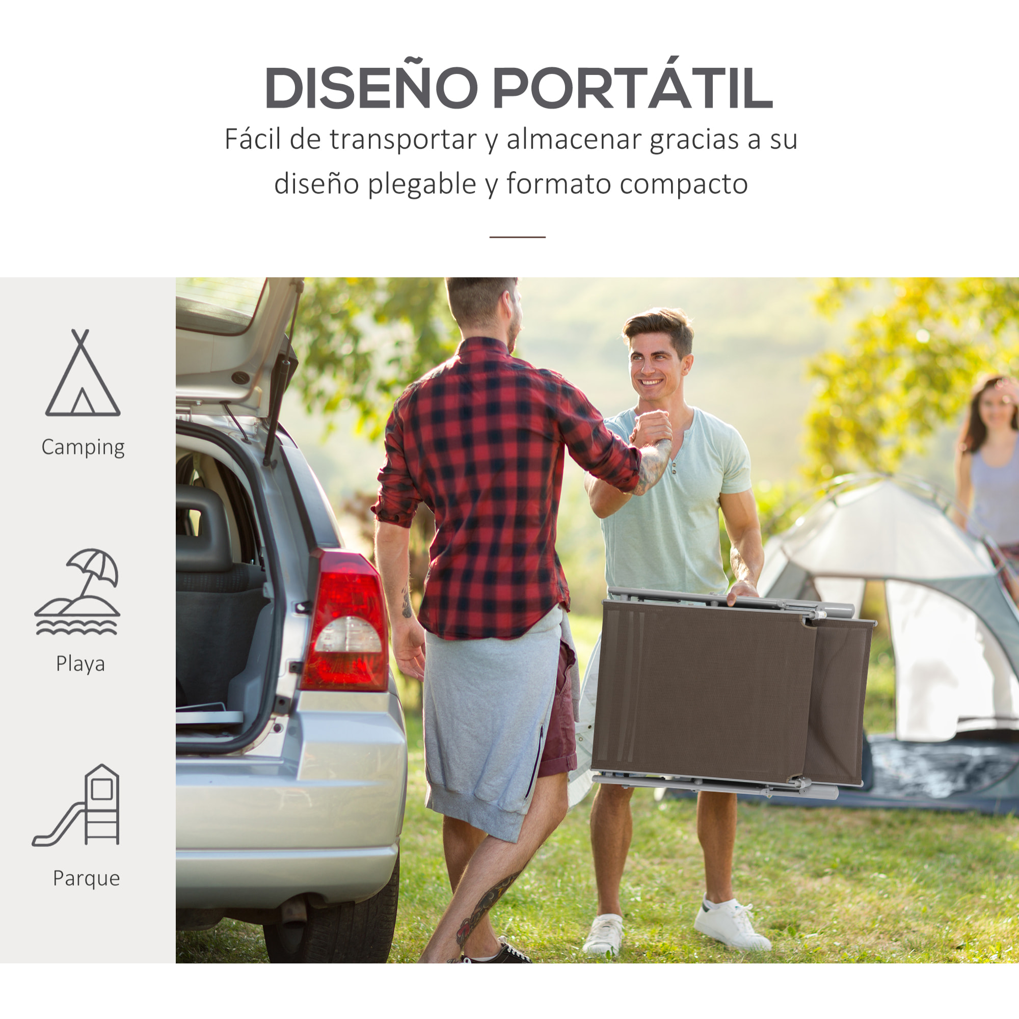 Tumbona Plegable Tumbona de Jardín con Respaldo Ajustable en 7 Posiciones con Cojín Cuerpo Entero y Cabeza para Terraza Piscina Carga 165 kg 137x63,5x100,5 cm Marrón