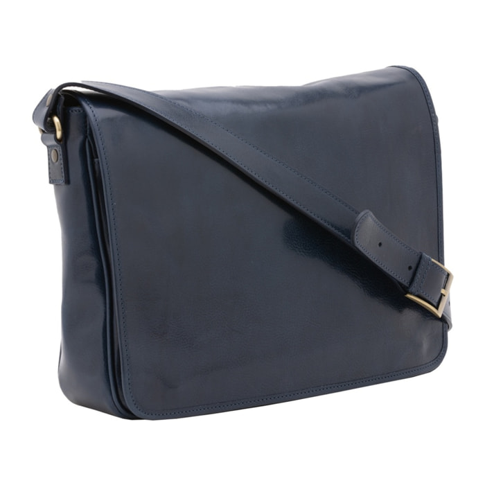 Borsa a tracolla uomo in vera pelle - Modello False - Made in Italy - 28.0 x 35.0 x 9.0 cm